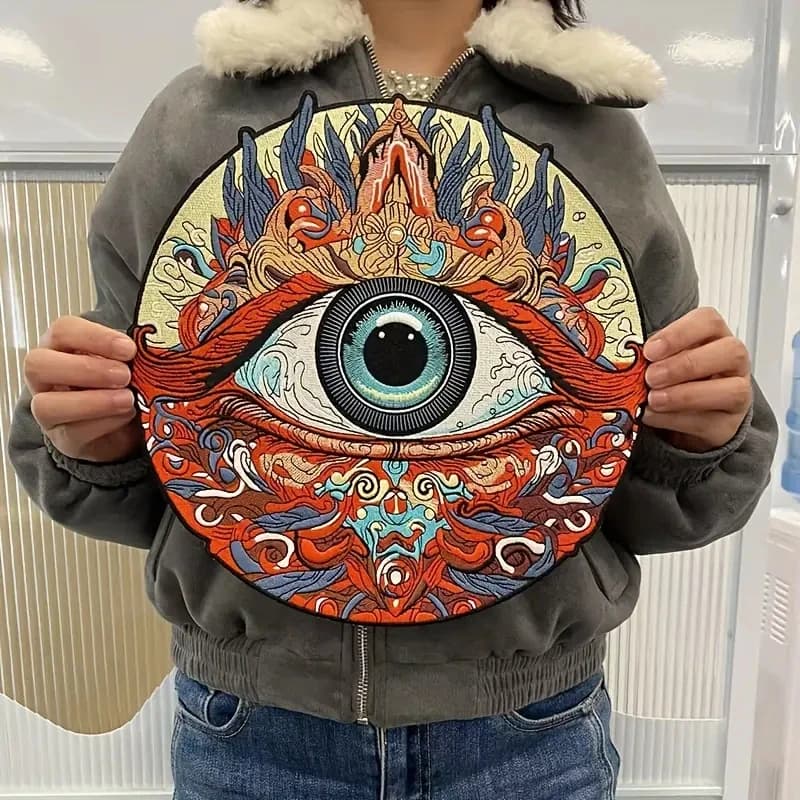 Patch brodé œil mystérieux de grande taille, Badge inspirant, cadeau à faire soi-même, patchs à repa