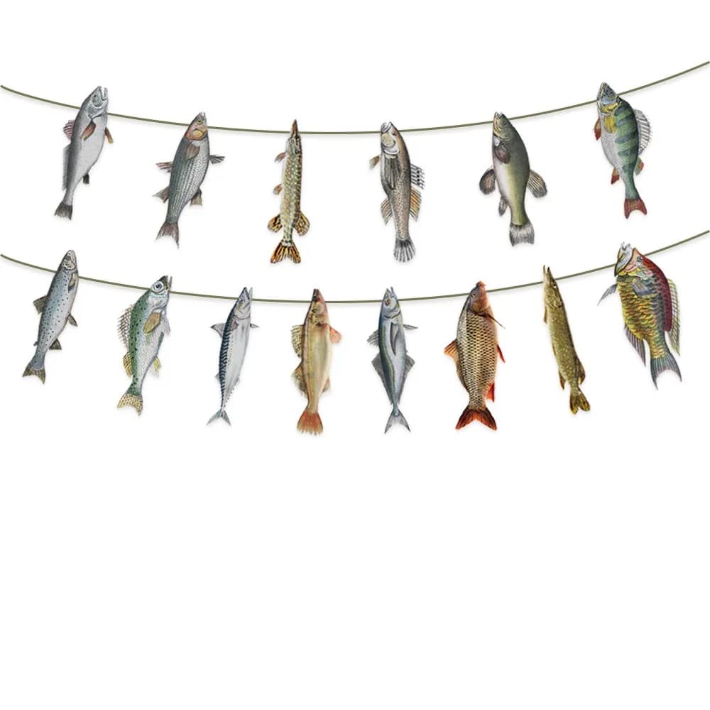 Guirlandes suspendues sur le thème du pêcheur, guirlandes de poissons en papier colorées à faire soi