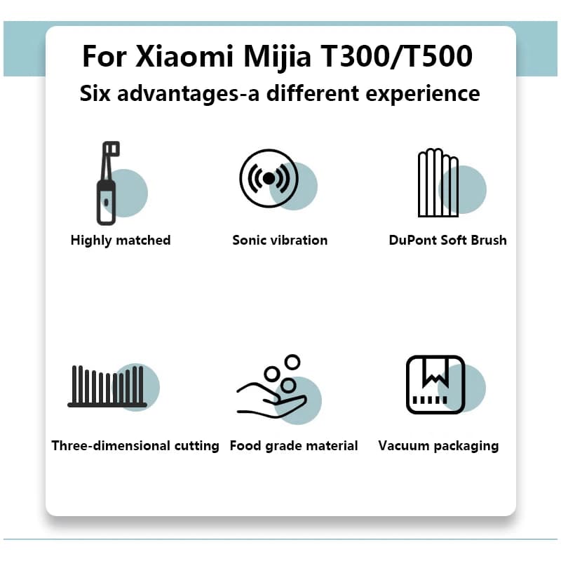 Têtes de brosse de rechange pour XIAOMI MIJIA T300/500, brosse à dents électrique sonique, aspirateu