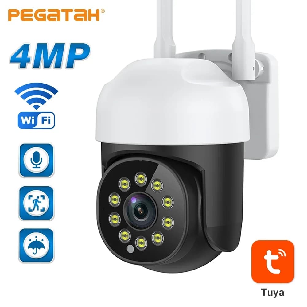 Caméra extérieure sans fil Tuya, caméras de surveillance avec zoom 4x, caméra IP avec audio bidirect