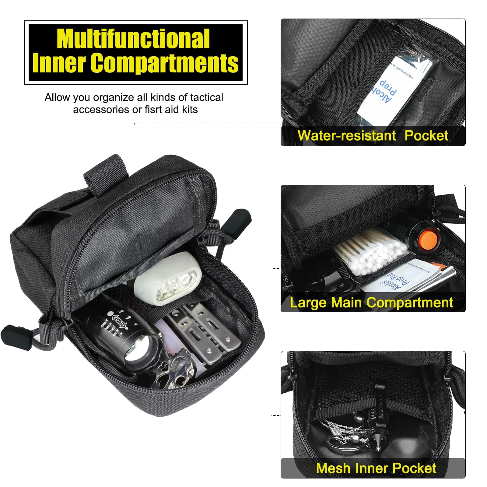 Pochette tactique Molle pour hommes, sac de taille d'extérieur, sac à outils EDC, organisateur de ga