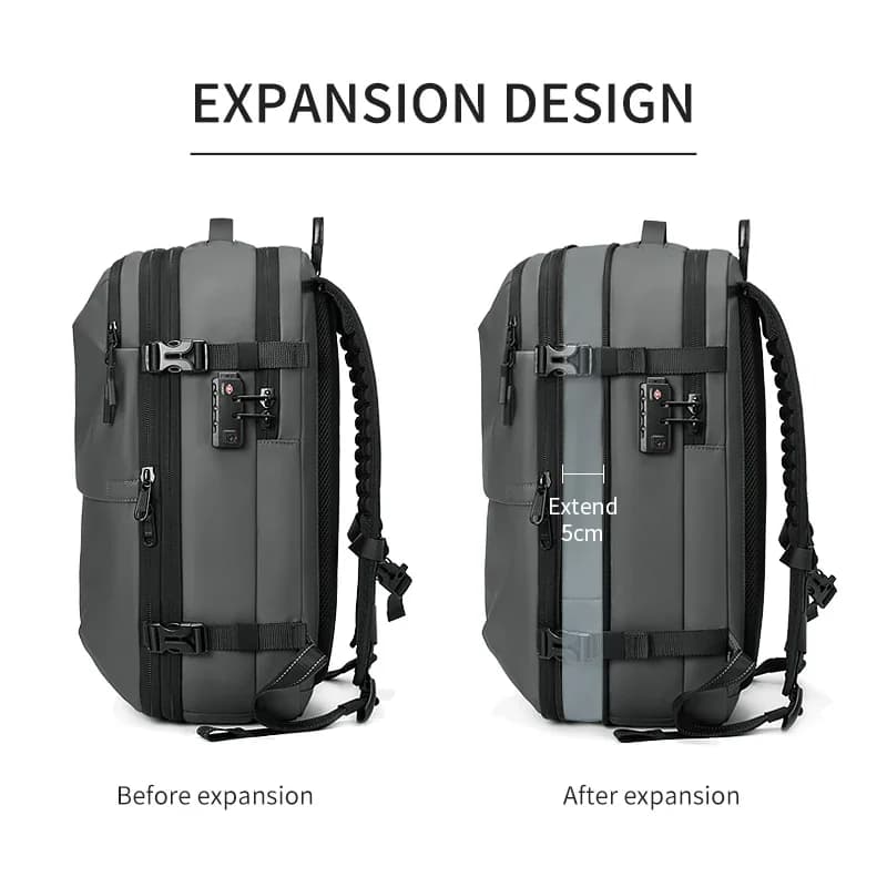 Sac à dos de voyage pour hommes, compression sous vide, sac à dos pour ordinateur portable de 17 pou