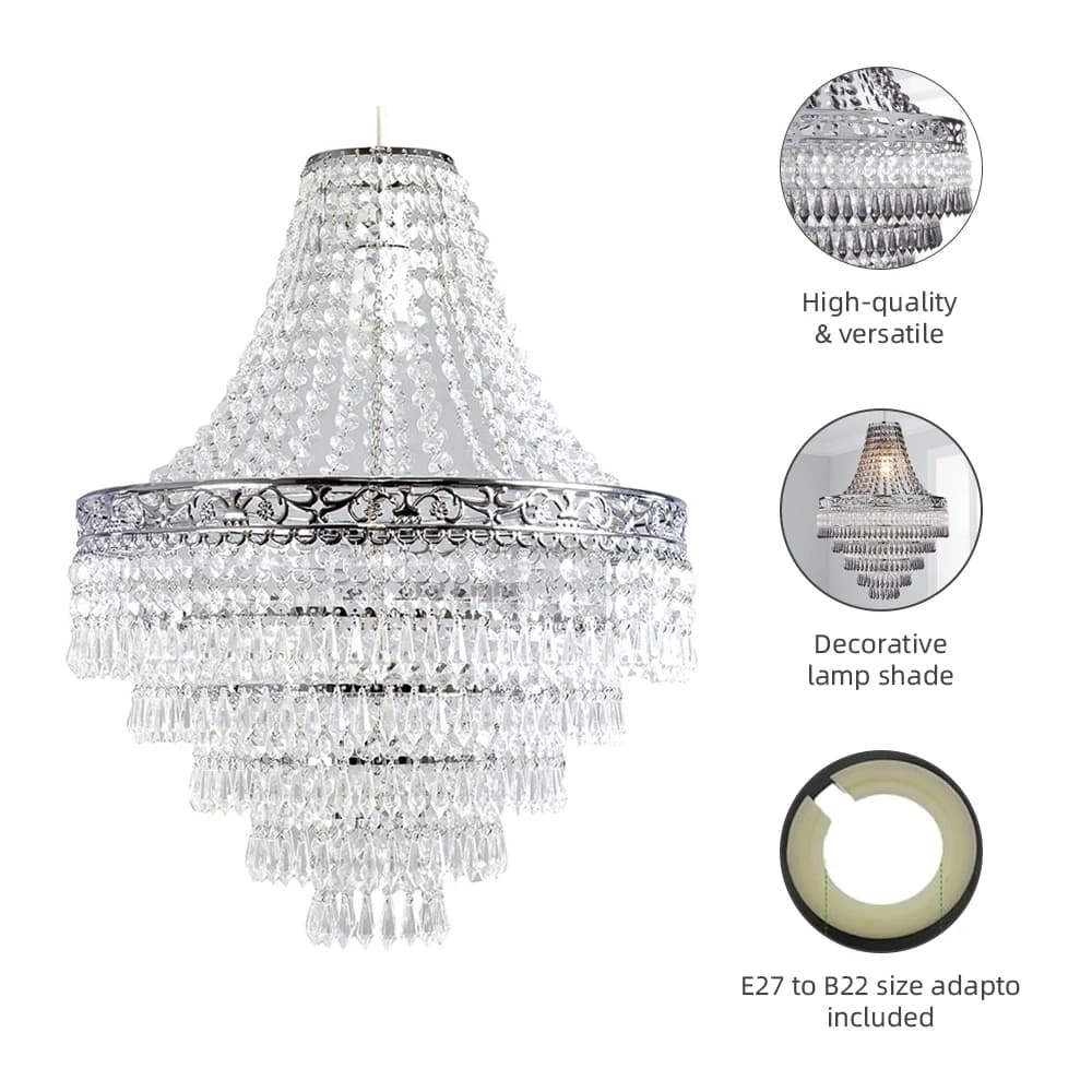 Blenheim 47 cm en plastique grand abat-jour de lustre en acrylique facile à installer pendentif gout