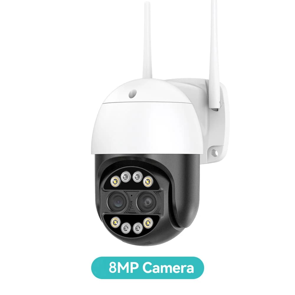 Caméra WIFI PTZ 8MP à double objectif, Zoom numérique 8X, étanche, pour l'extérieur, Audio bidirecti