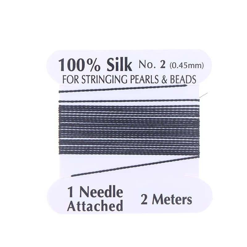Corde en soie naturelle faite à la main, 200cm, 0.45mm, avec fil de soie perlé, extrémité d'aiguille