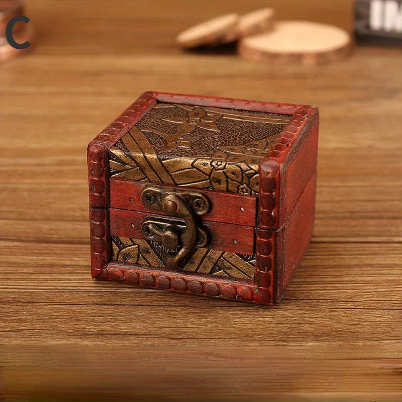 Petite boîte carrée Antique 1 pièce, boîte de rangement de bonbons en bois rétro de Style européen, 