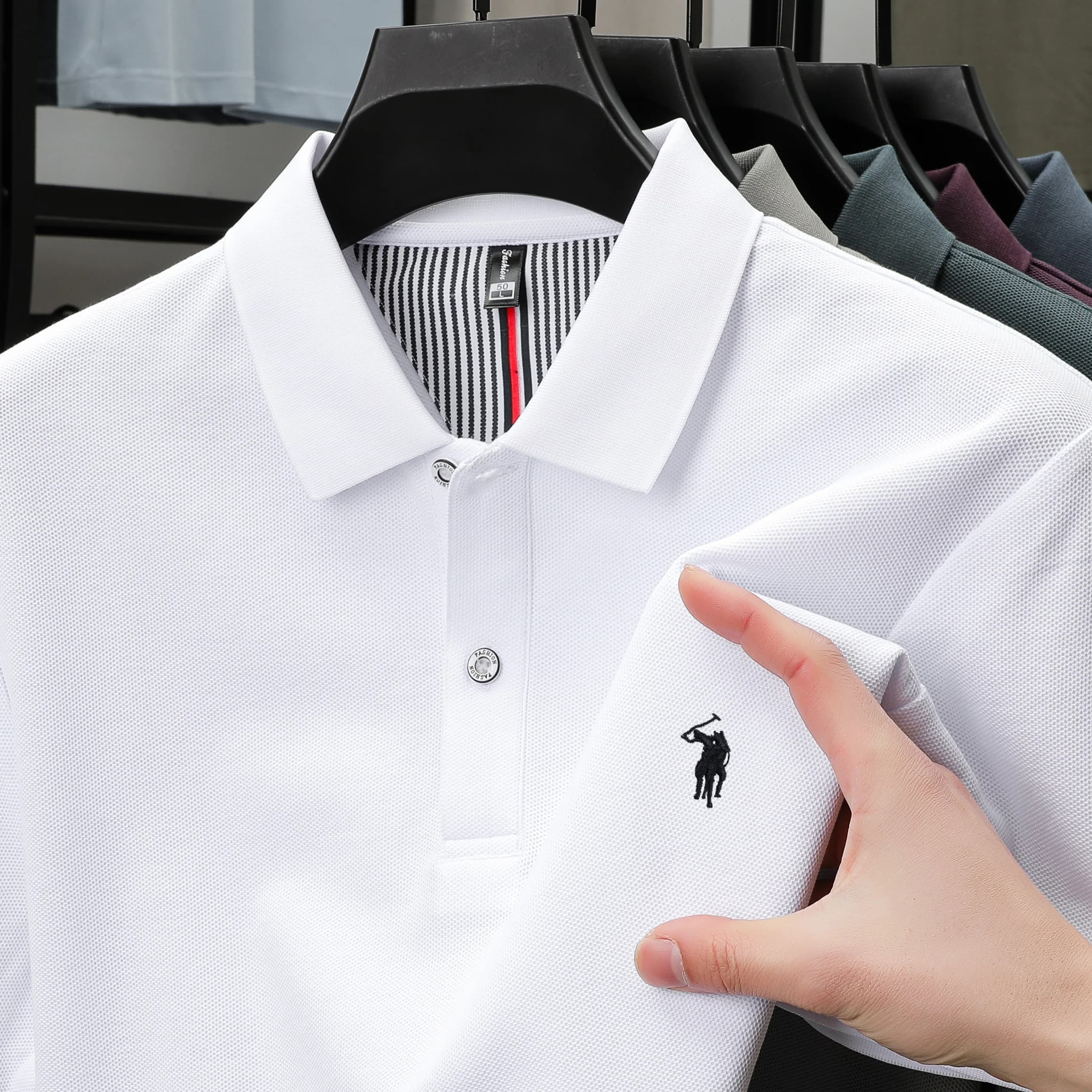 100% pur coton été nouveau à la mode hommes à manches courtes de luxe personnalisé polo d'affaires b