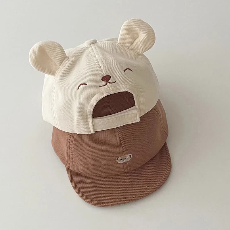 Chapeau de Baseball ours de dessin animé pour bébé, avec oreilles, mignon, couleur unie, casquette à