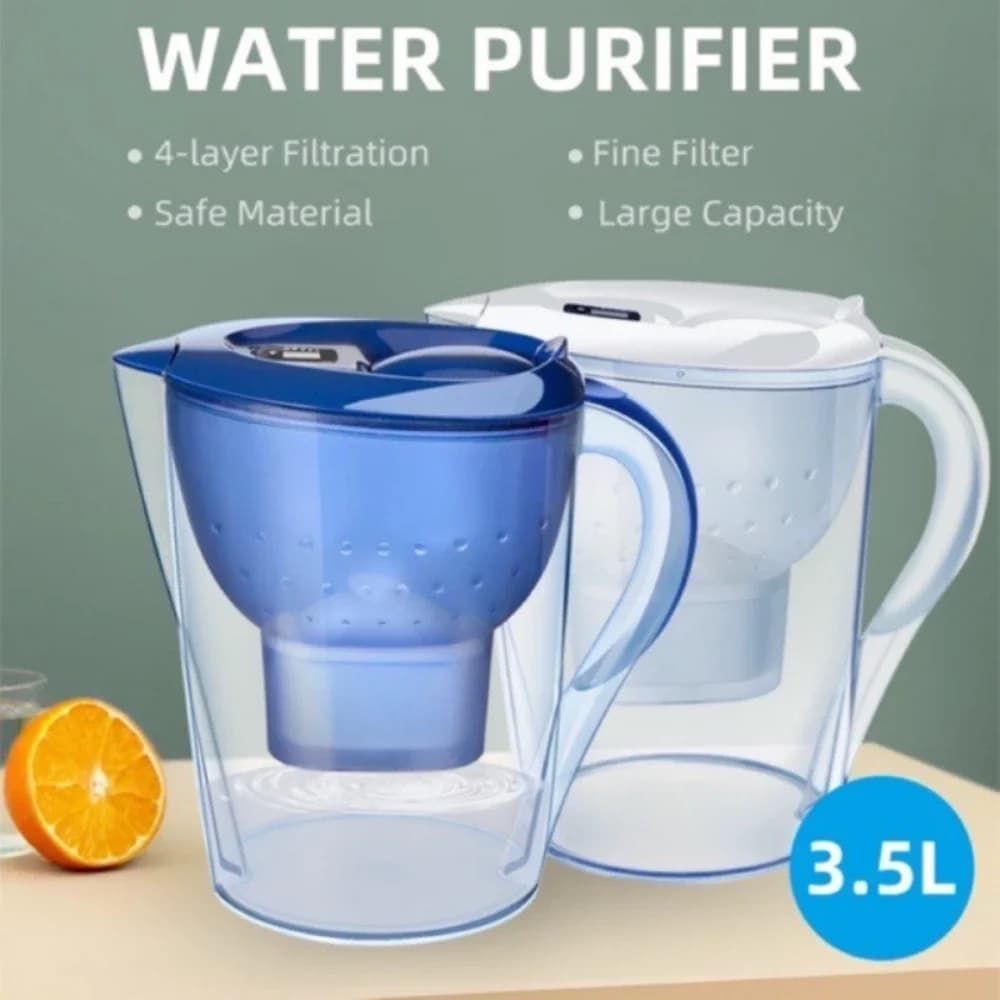 Carafe filtrante d'eau alcaline ultra premium de 3,5 L, sans BPA, avec filtration en 7 étapes et cha
