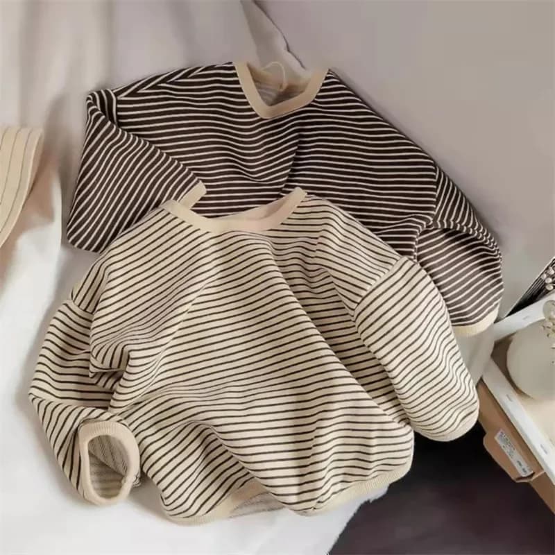 Lawadka coton vêtements pour enfants à manches longues T-shirts rayé bébé garçon hauts pour filles d