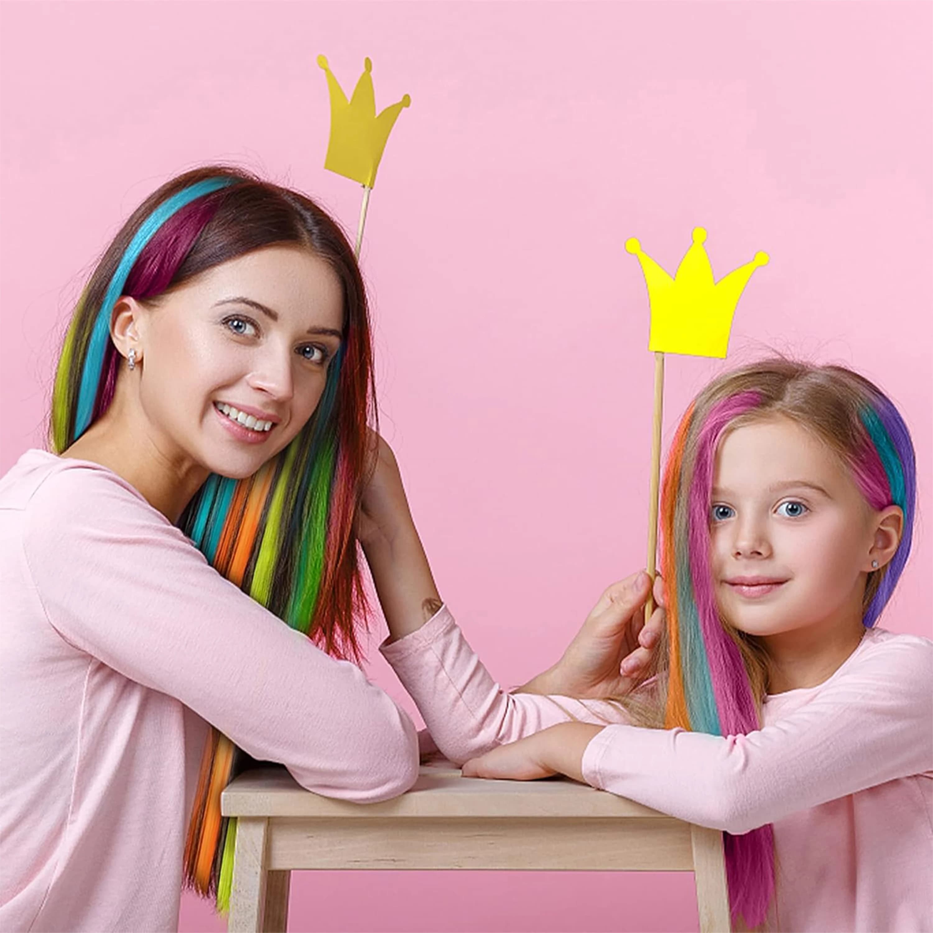 VEYDA Extensions de cheveux colorées à clipser pour filles, 22 pouces, couleurs Omber, cheveux raide