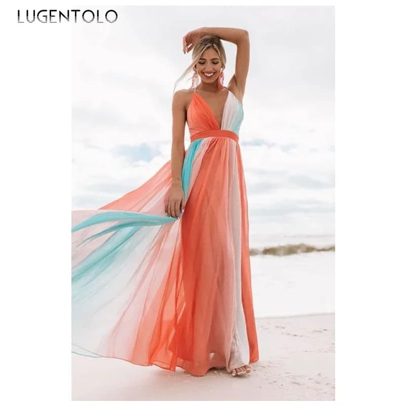 Robe sexy à bretelles spaghetti pour femmes, maille, col en V, mince, grande balançoire, couleurs ar