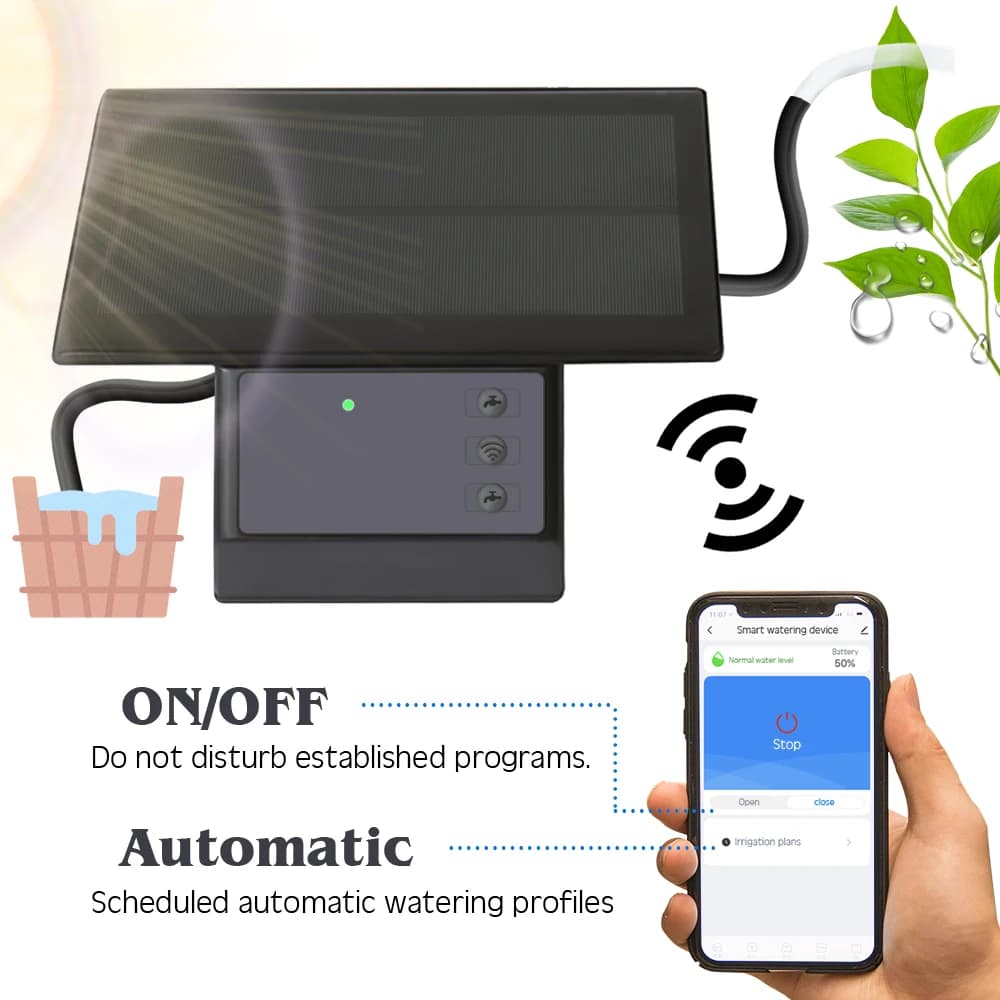 Tuya-Kit d'irrigation goutte-à-goutte automatique, pompe solaire avec minuterie, système d'arrosage 