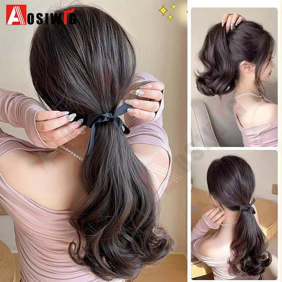 AOSI synthétique vague courte queue de cheval Extensions de cheveux cordon attaché à la queue de che