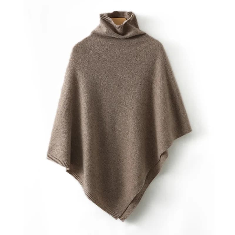 Poncho à col roulé en laine 100% pour femme, pull-over, châle tricoté, cape irrégulière, mode, doux 