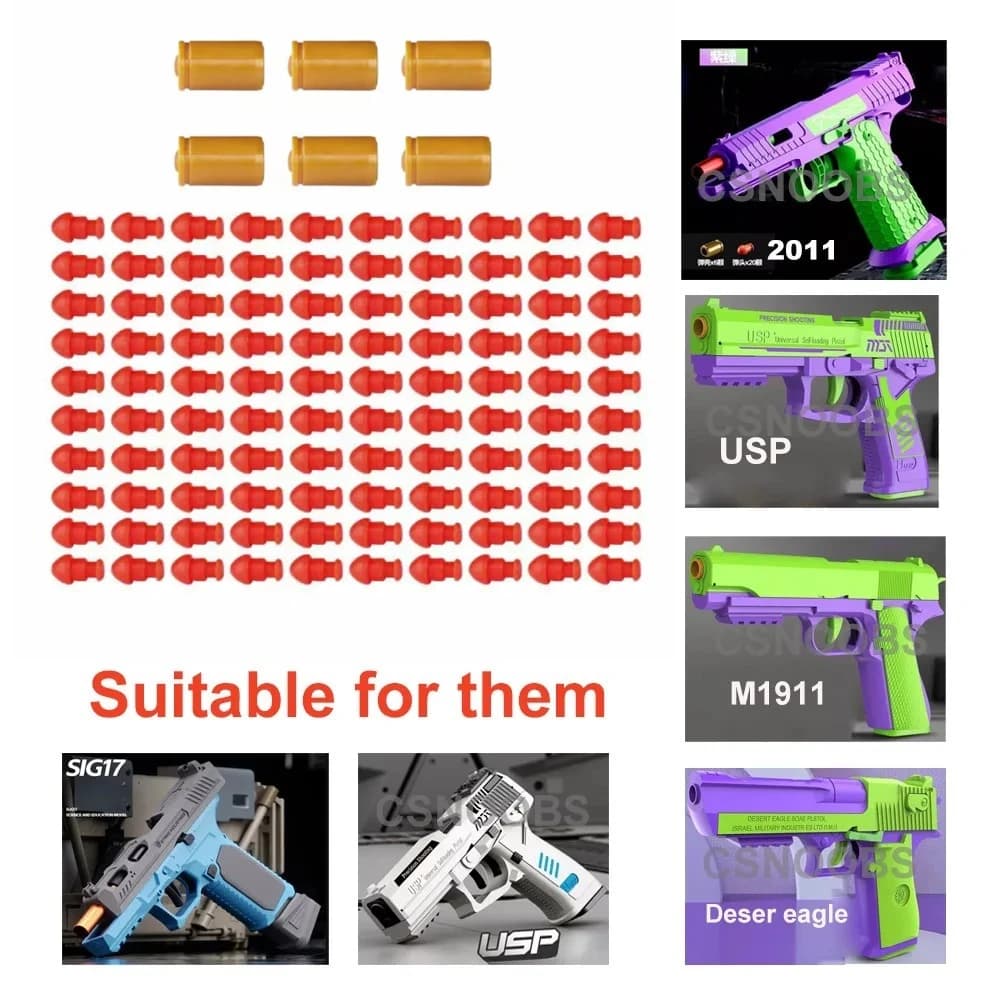 Balles de pistolet jouet à éjection de coquille pour M1911 SIG17 USP, accessoires réutilisables, jeu