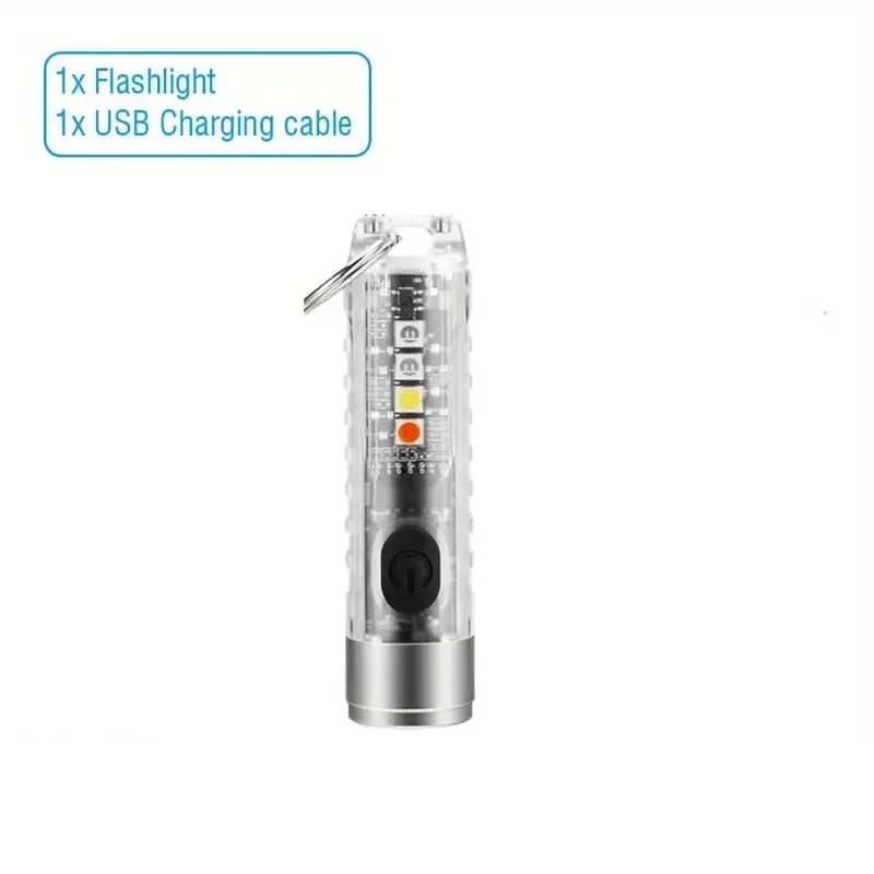 Mini lampe de poche porte-clés rechargeable, 1 pièce, avec 10 modes et base magnétique, idéale pour 