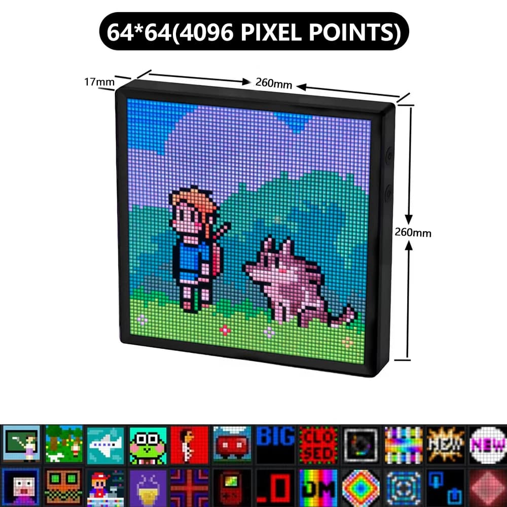 Affichage de pixels LED 64x64 RGB panneau de matrice LED affichage d'art de pixels Programmable avec