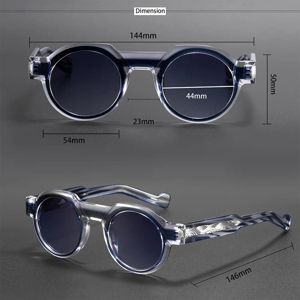 Lunettes de soleil rondes vintage CATERSIDE pour hommes, monture PC, branches avec insert central, m
