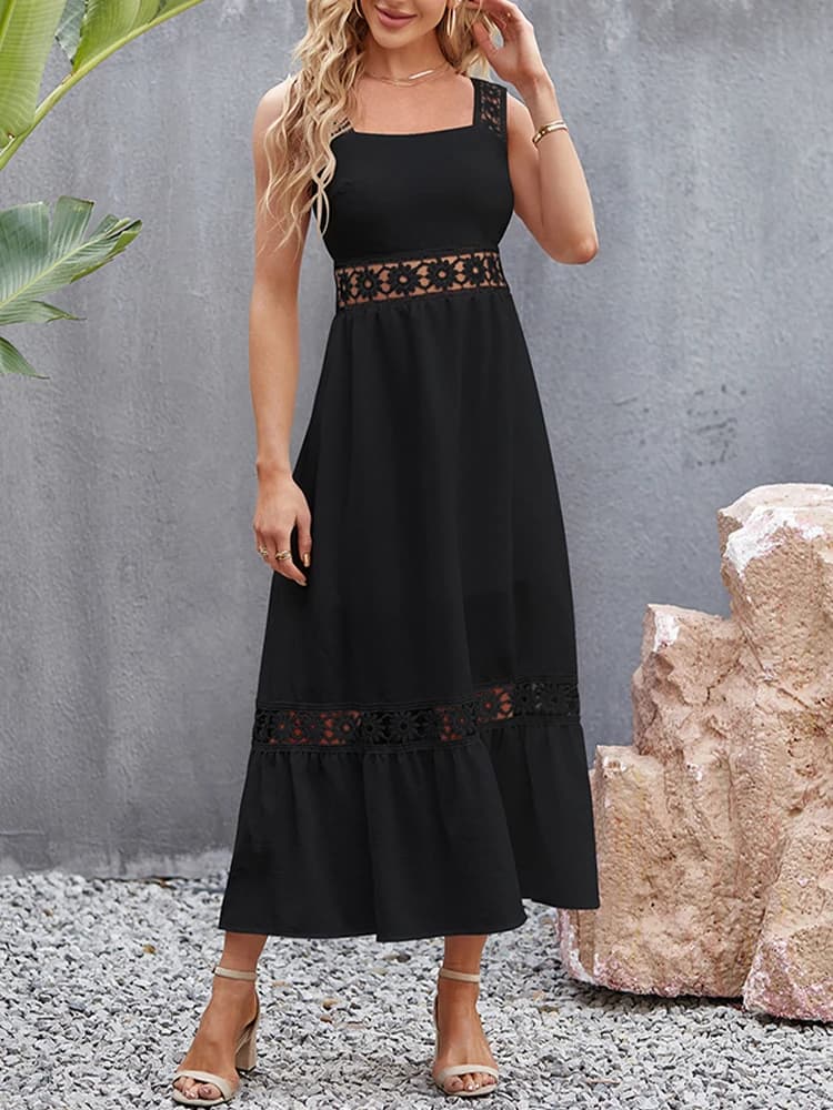 Robe Longue Blanche en Dentelle Ajourée pour Femme, Tenue Éducative, Sexy, Dos aux, Maxi, Élégante, 