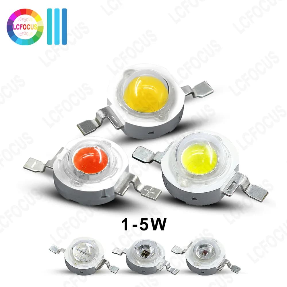 10 pièces 1 W 3 W 5 W puce LED blanc chaud blanc naturel blanc froid ultraviolet orange rouge vert b