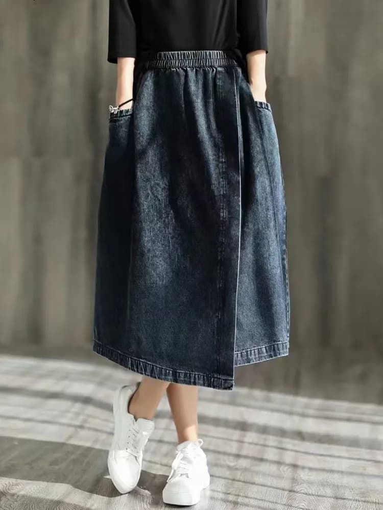 Amax luluE 2024 printemps nouveau Streetwear femmes mode Vintage jupes en Denim amples femmes de lux