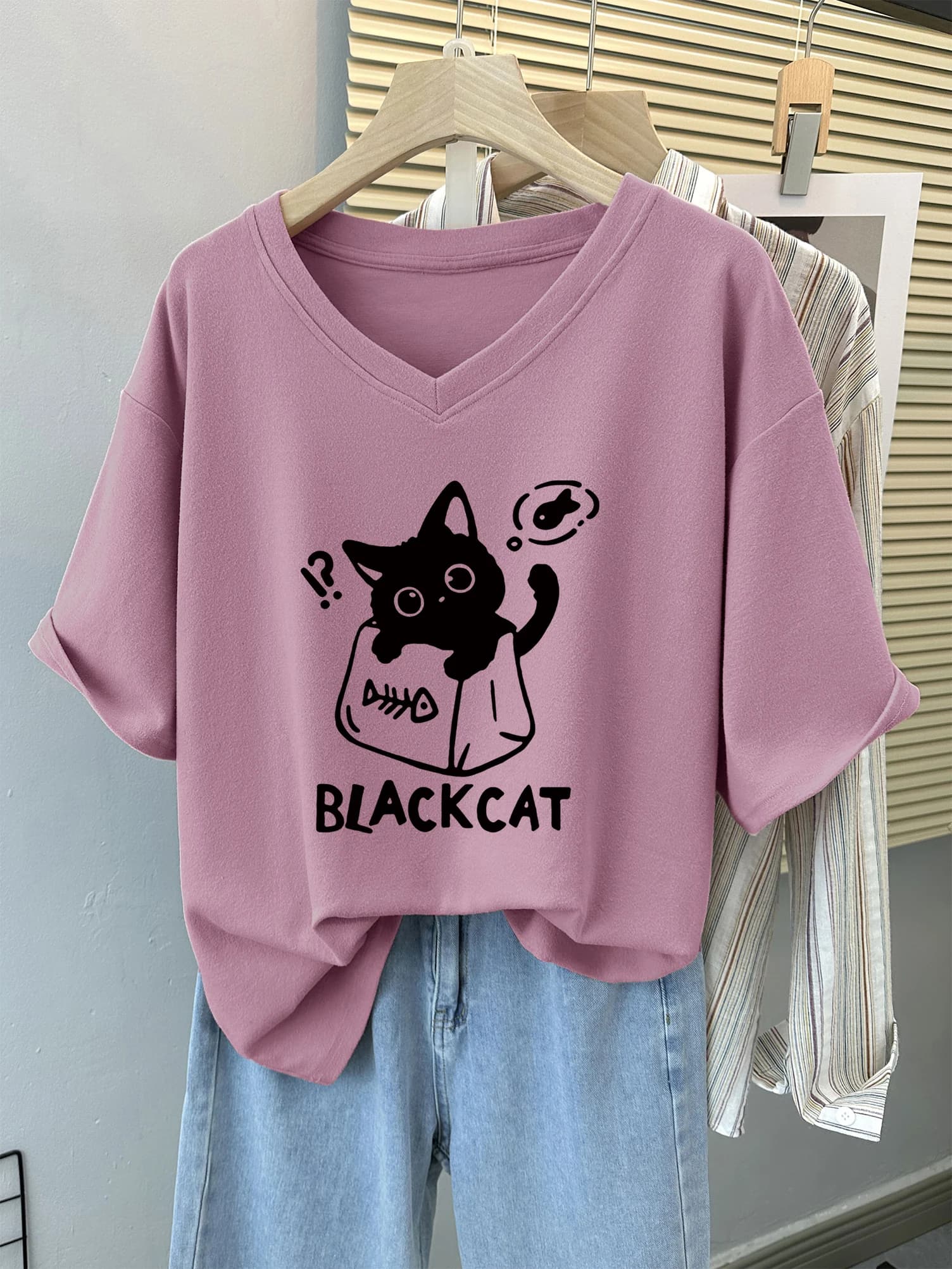 T-shirt manches courtes col rond femme, estival et en coton, avec chat, grande taille 6XL