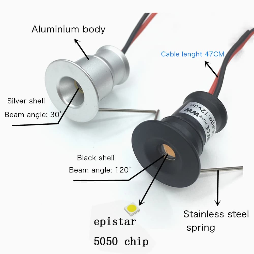 Mini Downlights Led 12V avec télécommande 1W projecteur Led Dimmable escaliers armoire lumières 220V