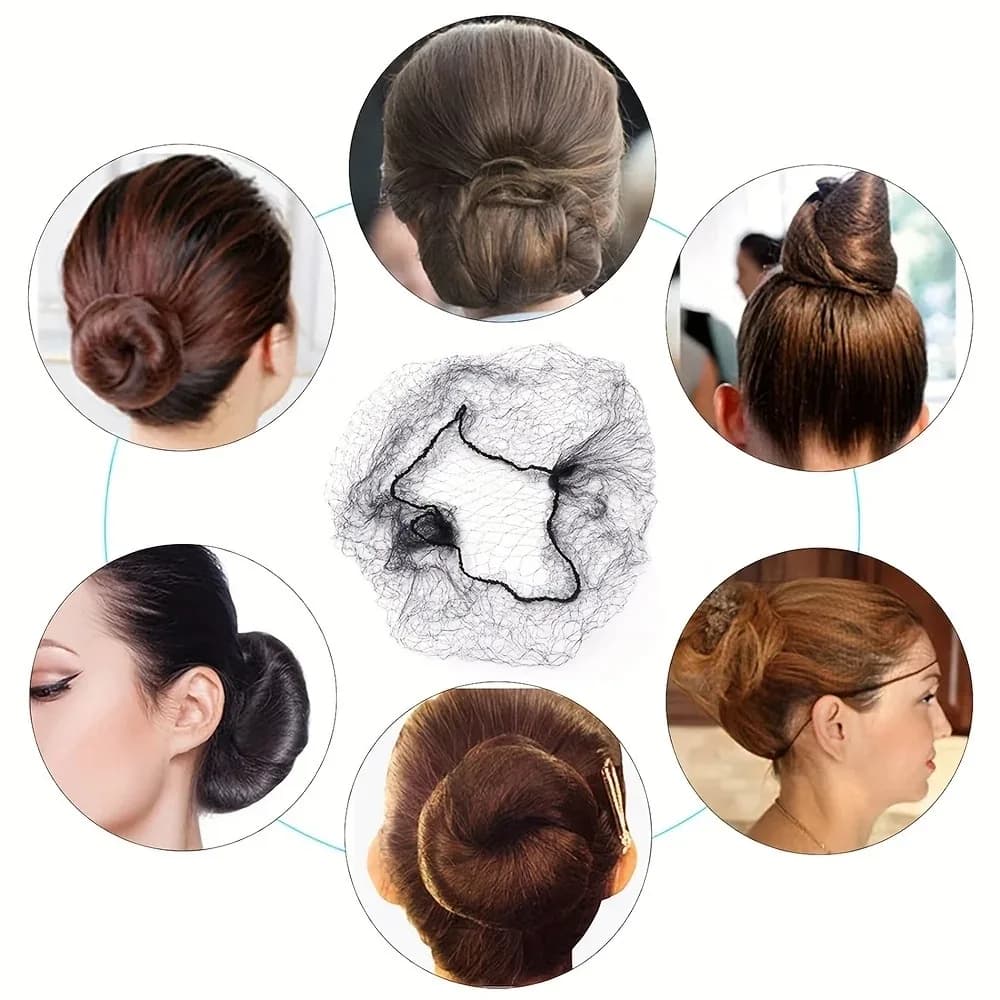Lot de 20 résilles à cheveux en nylon durables pour chignon, outil de coiffure, noir, beige, marron,