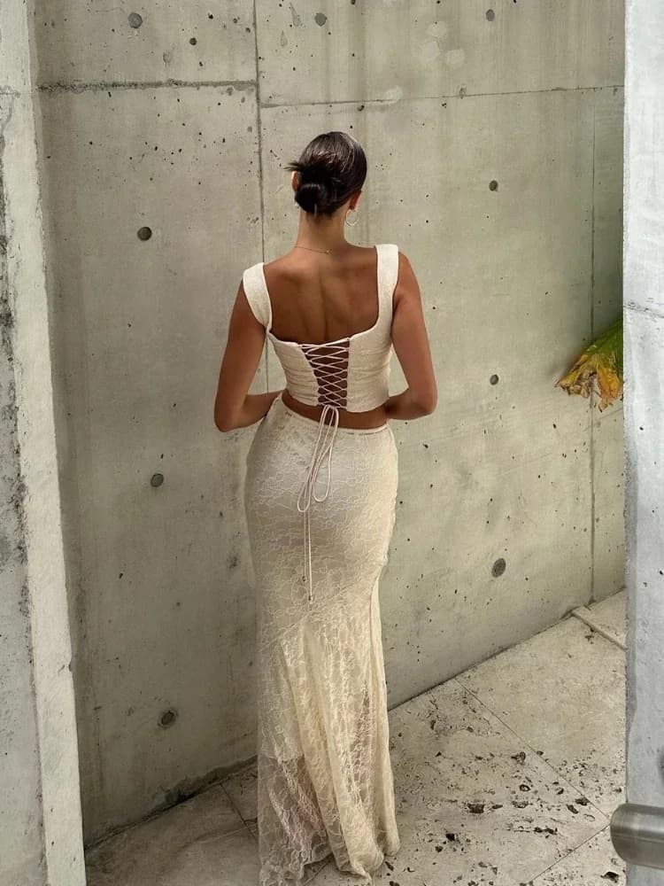 Placage Mingxi-Ensemble haut court et jupe pour femme, robes d'invité de mariage, tenues formelles é