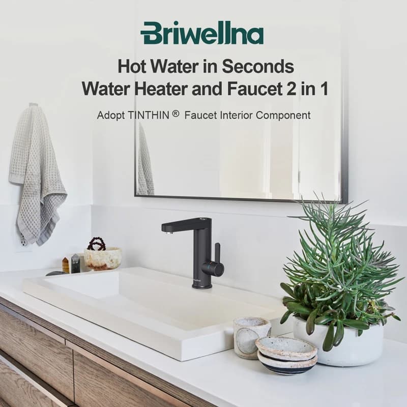 Briwellna chauffe-eau électrique robinet d'eau chaude 2 en 1 robinet de lavabo Geyser sans réservoir
