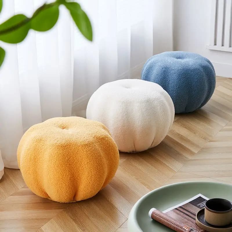 INS citrouille canapé tabouret bas maison Simple Teddy velours tabouret rond banc balcon chambre par