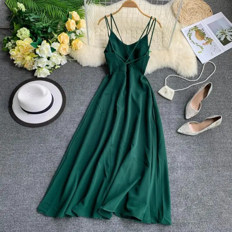Chic Sexy dos nu pansement taille haute robe à bretelles fée décontracté robe trapèze été plage vaca