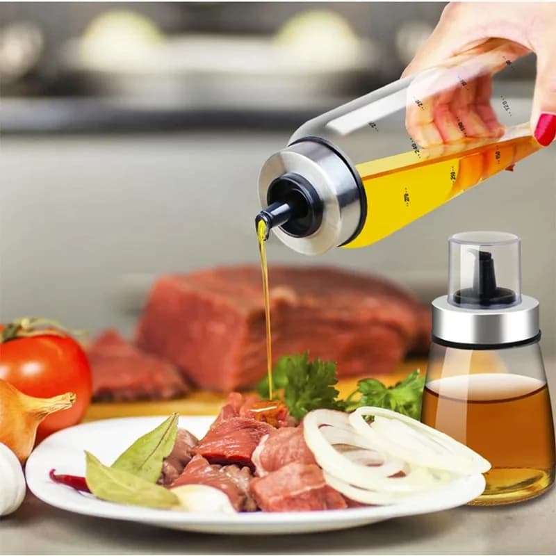 Bouteille d'huile d'assaisonnement de cuisine, bouteille ATI CE, stockage en verre HI pour huile et 