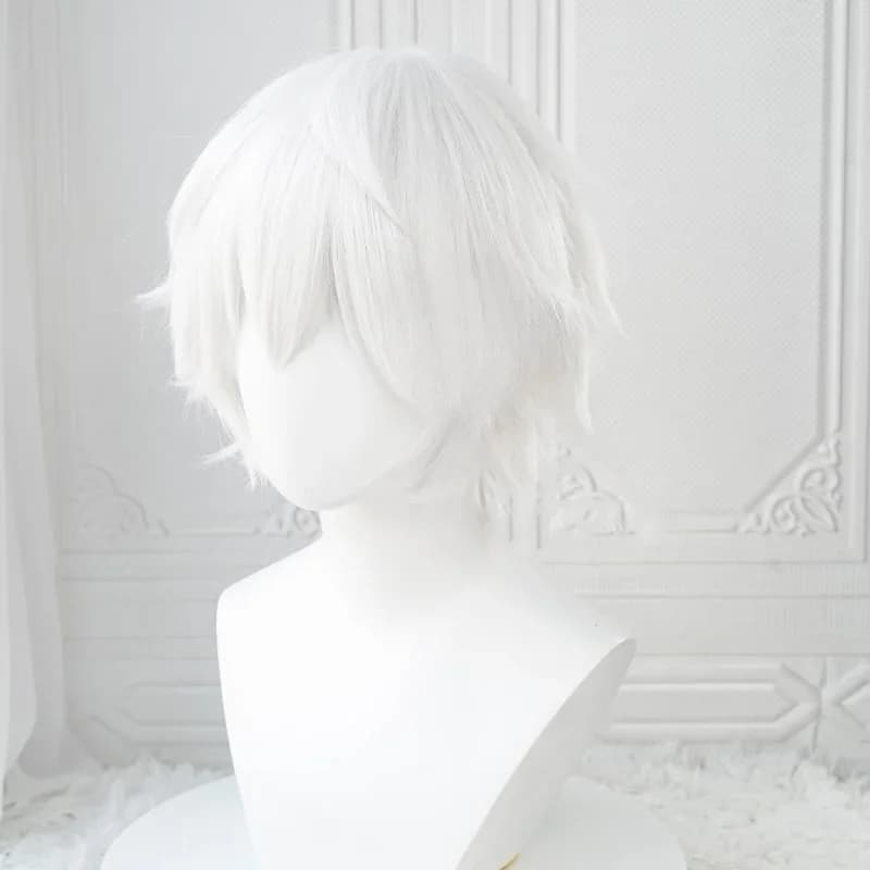 Perruques de Cosplay Anime Kaneki Ken, perruques courtes blanches moelleuses, Patch pour les yeux, c