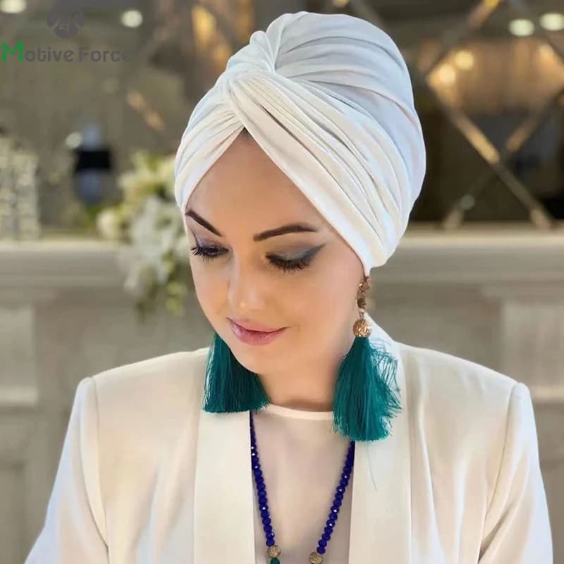 Abaya-Hijab blanc musulman pour femmes, sous-casquette, maillot islamique, instantané, rond, froissé