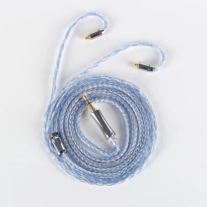 XINHS 16 Core bleu argent mélangé 5N monocristallin cuivre argent plaqué écouteur câble de mise à ni