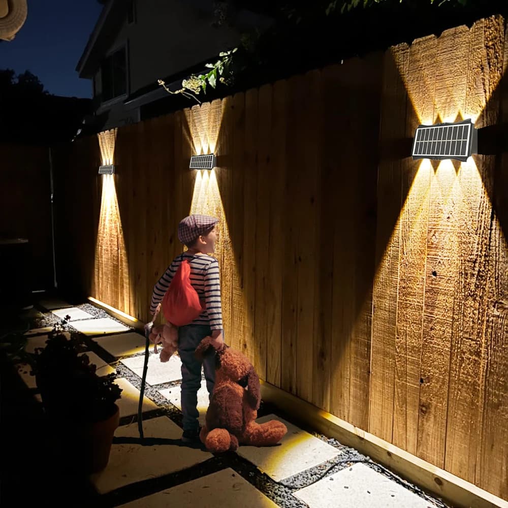 Lampes solaires d'extérieur Super lumineuses, pour jardin, haut et bas, blanc chaud, étanche, pour c