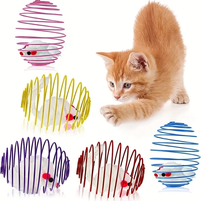 Balles de jeu pour chat, jouets interactifs amusants et extensibles pour chatons, ressorts et balles