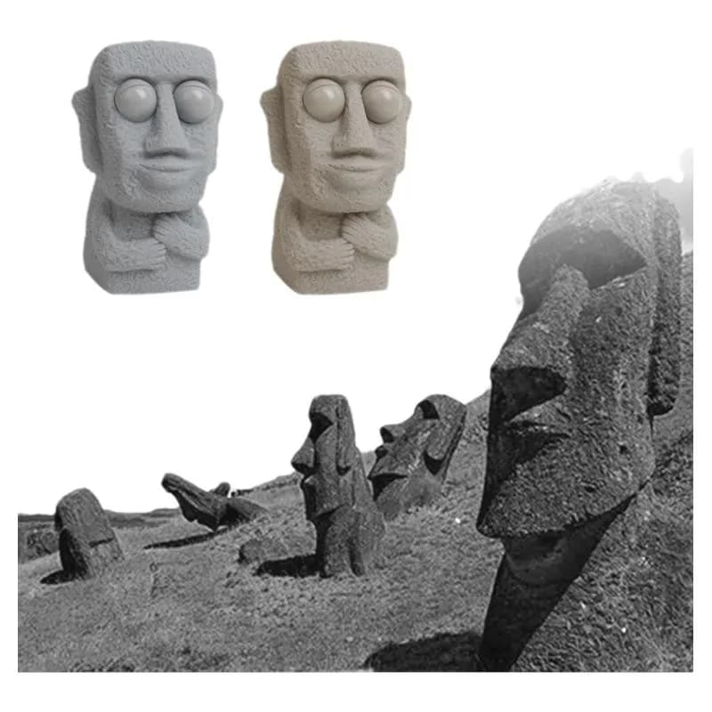 Statue Moai douce Stone Man pour enfants, libère un jouet anti-stress, rebondit lentement, yeux pres
