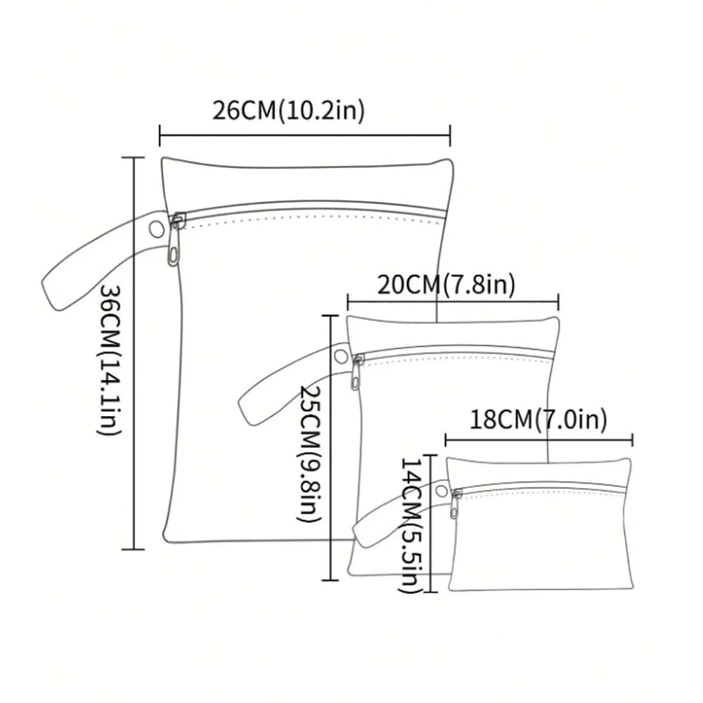 Elinfant 3 pièces sac sec et humide Portable pour maillots de bain, sacs à couches imperméables pour