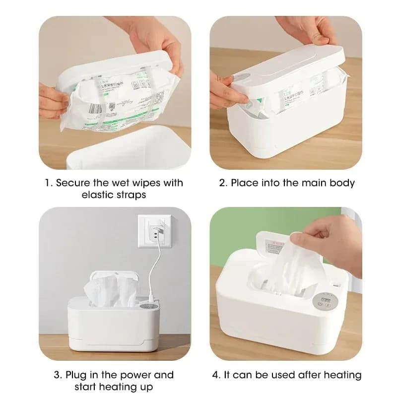 Chauffe-lingettes humides portables pour bébé, avec affichage LED, boîte chauffante, chargement USB,