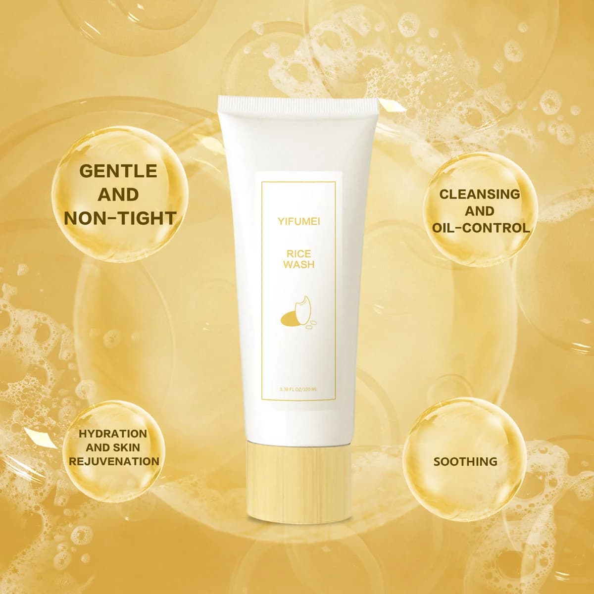 Nettoyant visage au riz, apaisant, régulateur de sébum, hydratant, éclaircissant, raffermissant, pou