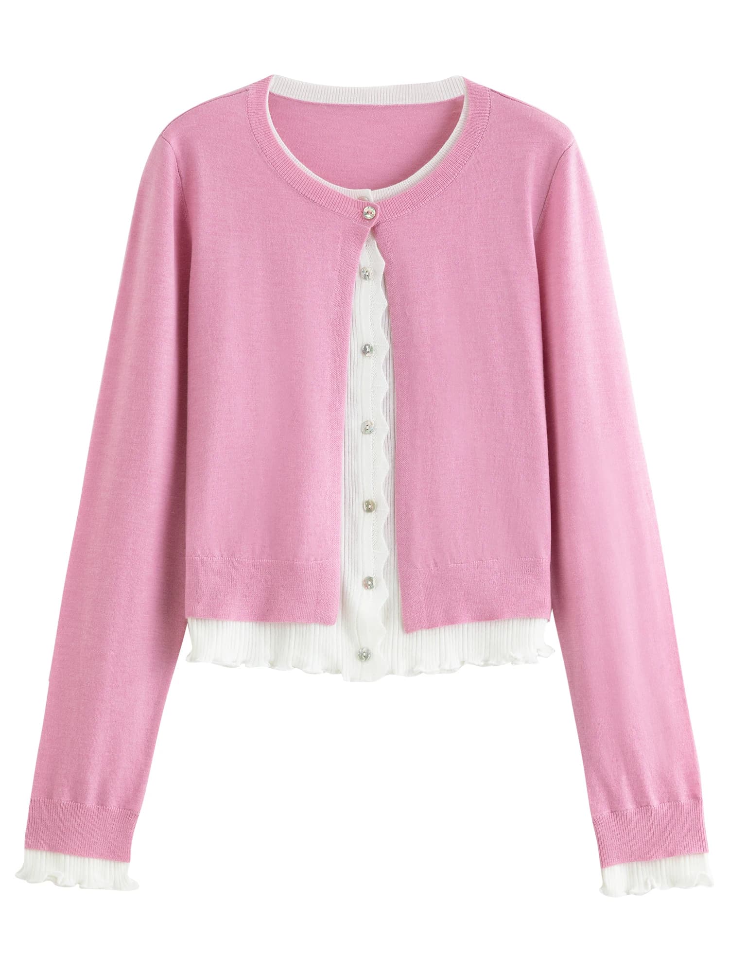 FSLE 2025 automne Style coréen femmes faux deux pièces Cardigan mûrier soie laine mélange couleur bl