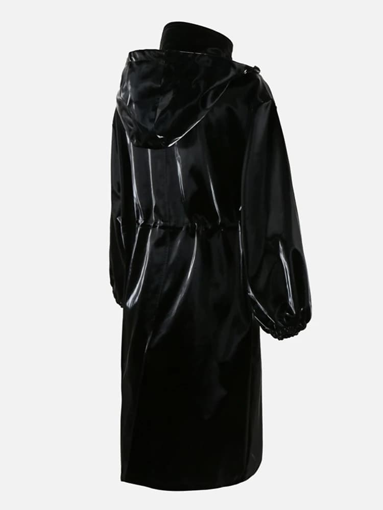 Mauroicardi-Manteau Long en Faux Cuir PVC pour Femme, Imperméable et Brcorporelle, avec Poignées, Ca