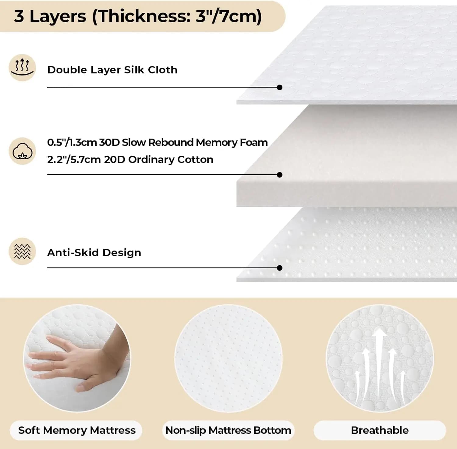 Lit pliant pliant avec matelas en mousse à mémoire de forme, cadre métallique, lit d'invité, 75 po x
