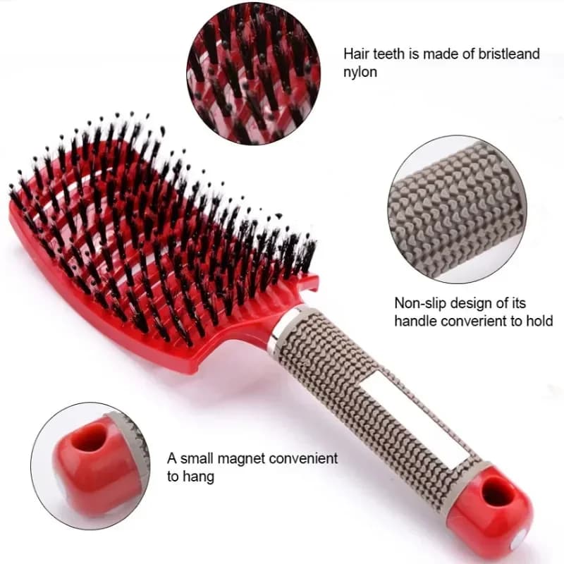 Brosse à cheveux exfoliante, brosse à cheveux en poils pour femmes, peigne humide et bouclé, outil d