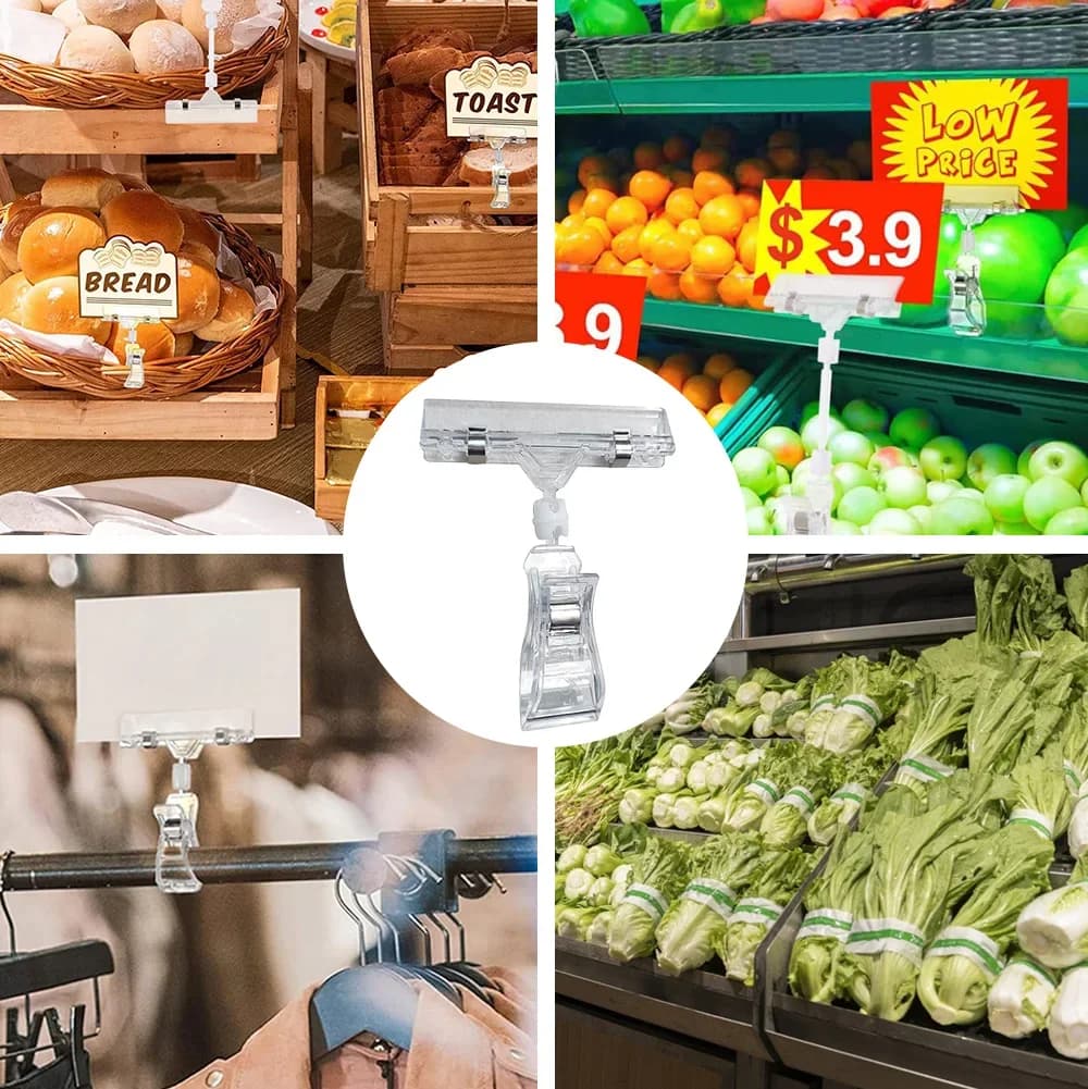 Porte-étiquette de prix Transparent, 25 pièces, Clips d'affichage de marchandises, Clips d'étiquette