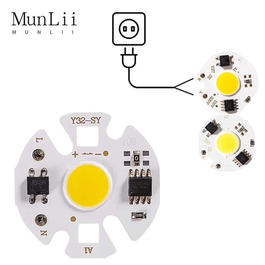 MunLii pas besoin de pilote 220V LED COB puce 3W 5W 7W 10w 12w LED puce lampe intelligente IC LED am