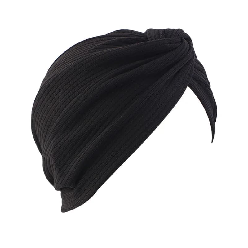 Turban Torsadé pour Femme Musulmane, Écharpe de Sauna, Bonnet Extensible, Couvre-Chef en Coton Solid
